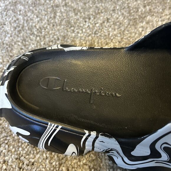Champion Meloso Squish Slides Sandals Oversized Black White Panda Logo Men’s 12 main image 6